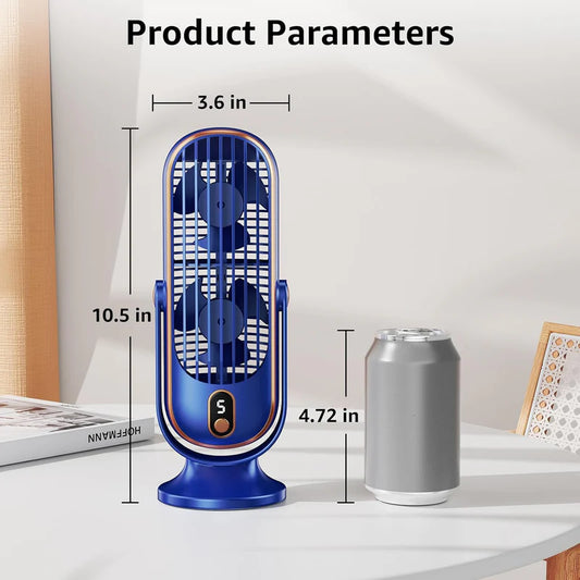 USB Portable Tower Fan – Bladeless Desktop Cooling Fan | Rechargeable, Quiet & Compact