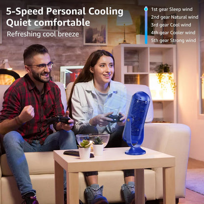 USB Portable Tower Fan – Bladeless Desktop Cooling Fan | Rechargeable, Quiet & Compact