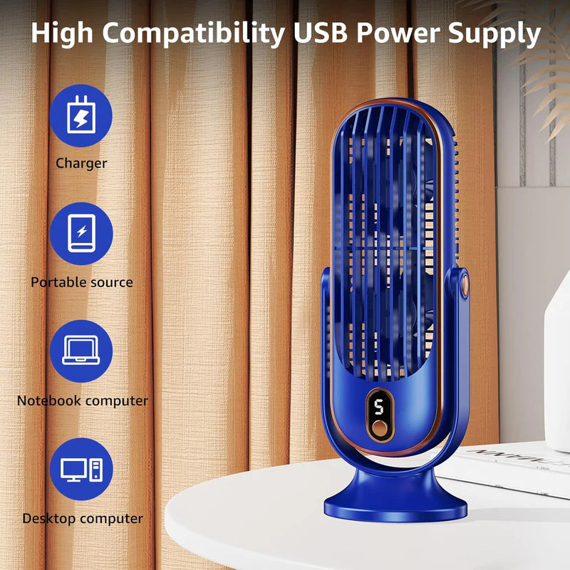 USB Portable Tower Fan – Bladeless Desktop Cooling Fan | Rechargeable, Quiet & Compact
