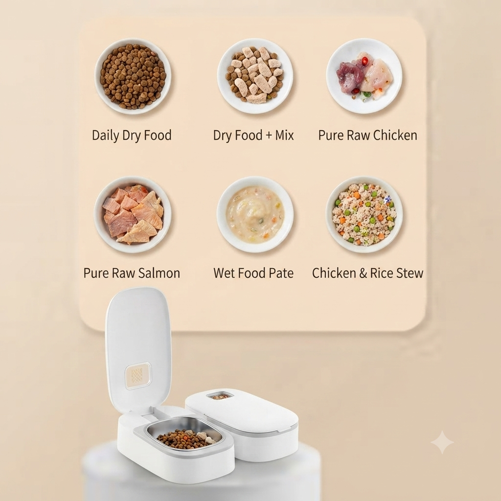 Automatic Pet Feeder for Cats & Dogs – Smart Timed Food Dispenser with Stainless Steel Bowl