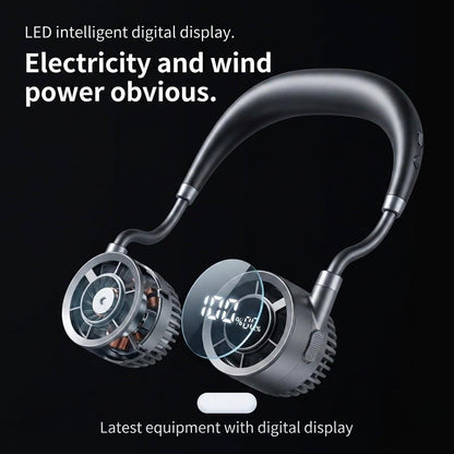 Portable Neck Fan – Bladeless Wearable Cooling Fan with Digital Display, Rechargeable, 3-Speed