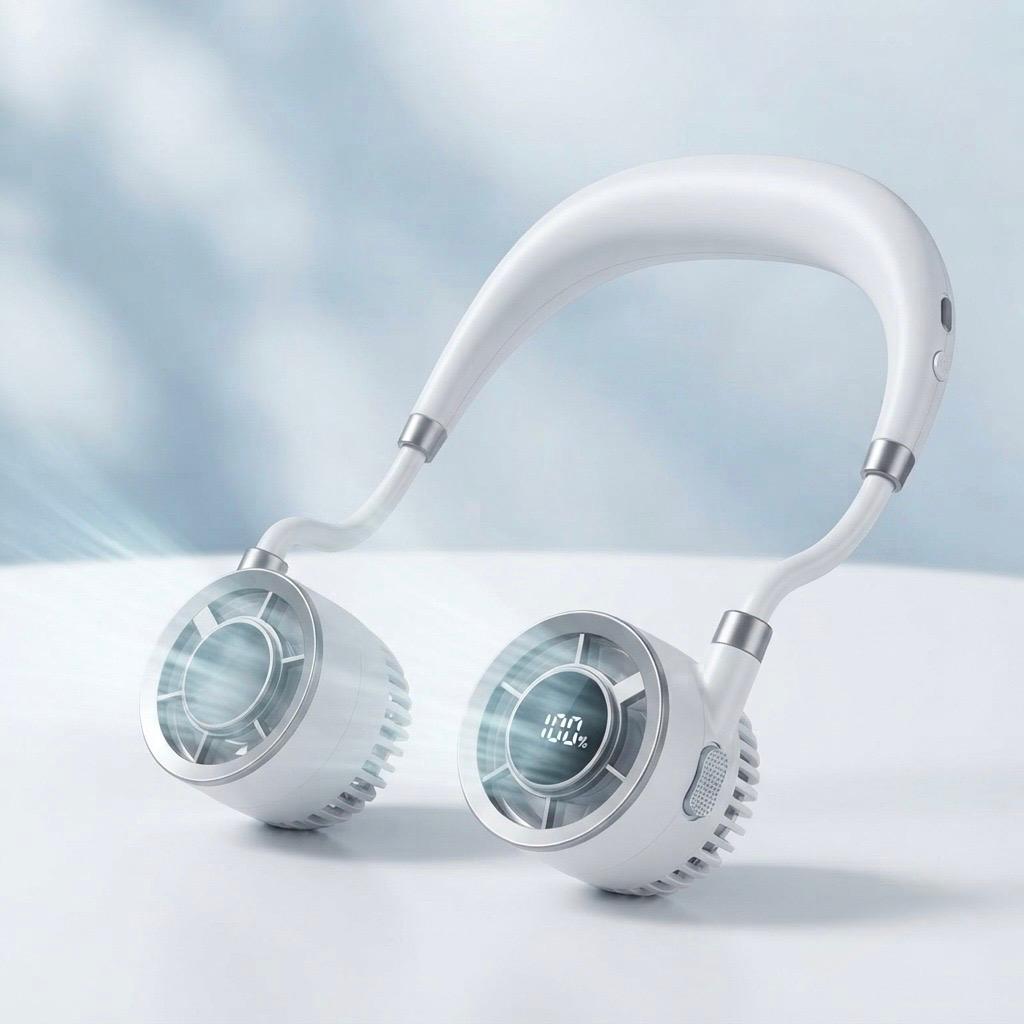 Portable Neck Fan – Bladeless Wearable Cooling Fan with Digital Display, Rechargeable, 3-Speed
