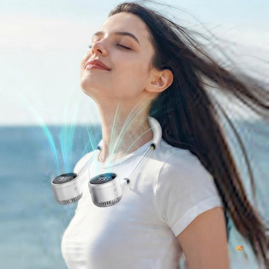 Portable Neck Fan – Bladeless Wearable Cooling Fan with Digital Display, Rechargeable, 3-Speed
