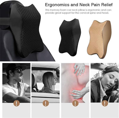 Car Seat Headrest Neck Pillow – Memory Foam Neck Support Cushion, Adjustable Head Rest Pad